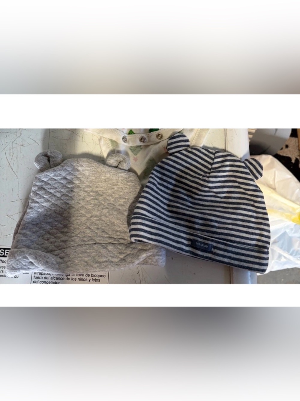 2 - Baby Hats With Little Bear Ears On Them (Baby Gap & Chic Pea Brand) -Unisex